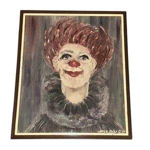 Vintage Clown Portrait Painting